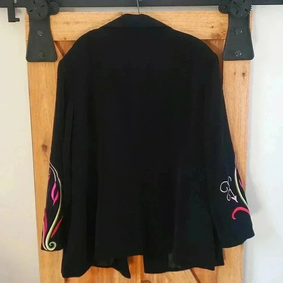 Psalm CIV Black Blazer Vintage 80s Statement Embroidered Jacket size 24W - Picture 7 of 8